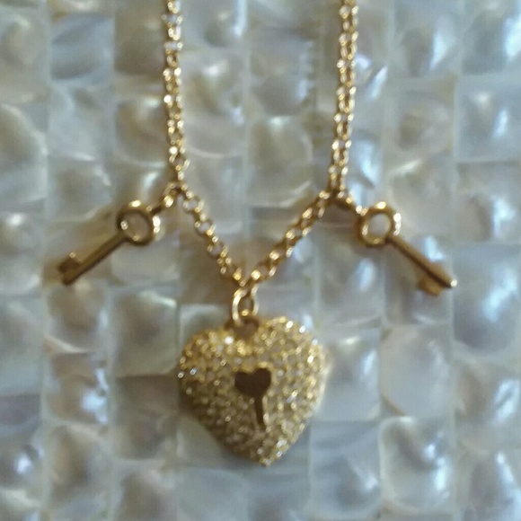 Napier Gold and Crystal Long Heart Pendant Necklace - Picture 2 of 4